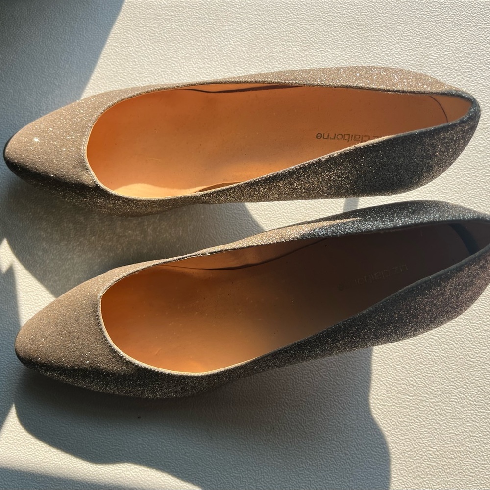 Liz Claiborne 2-inch Glitter Silver Kitten Heels